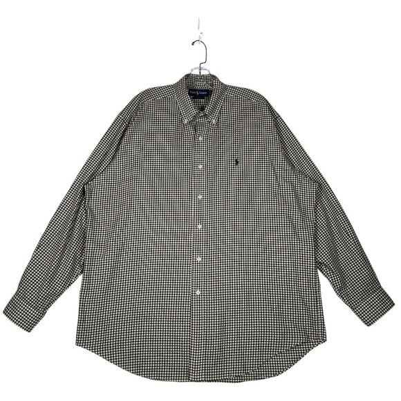 Ralph Lauren Mens Blake Button Down Shirt Size L Green Brown Check Long Sleeve - Picture 1 of 8